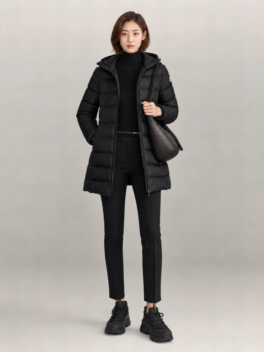 Moncler Long Down Coat And Hood
