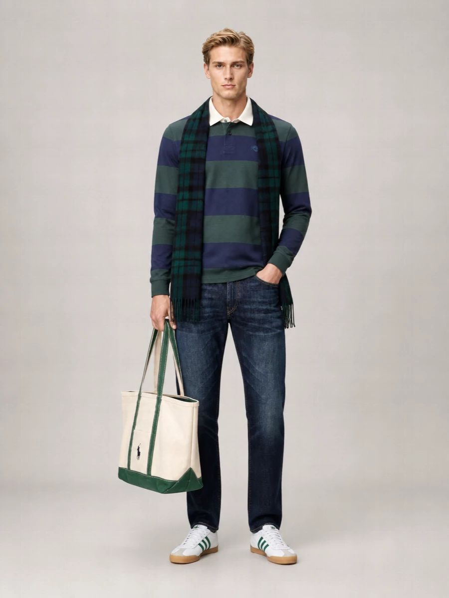 Timberland Striped Cotton Long-Sleeve Polo Shirt