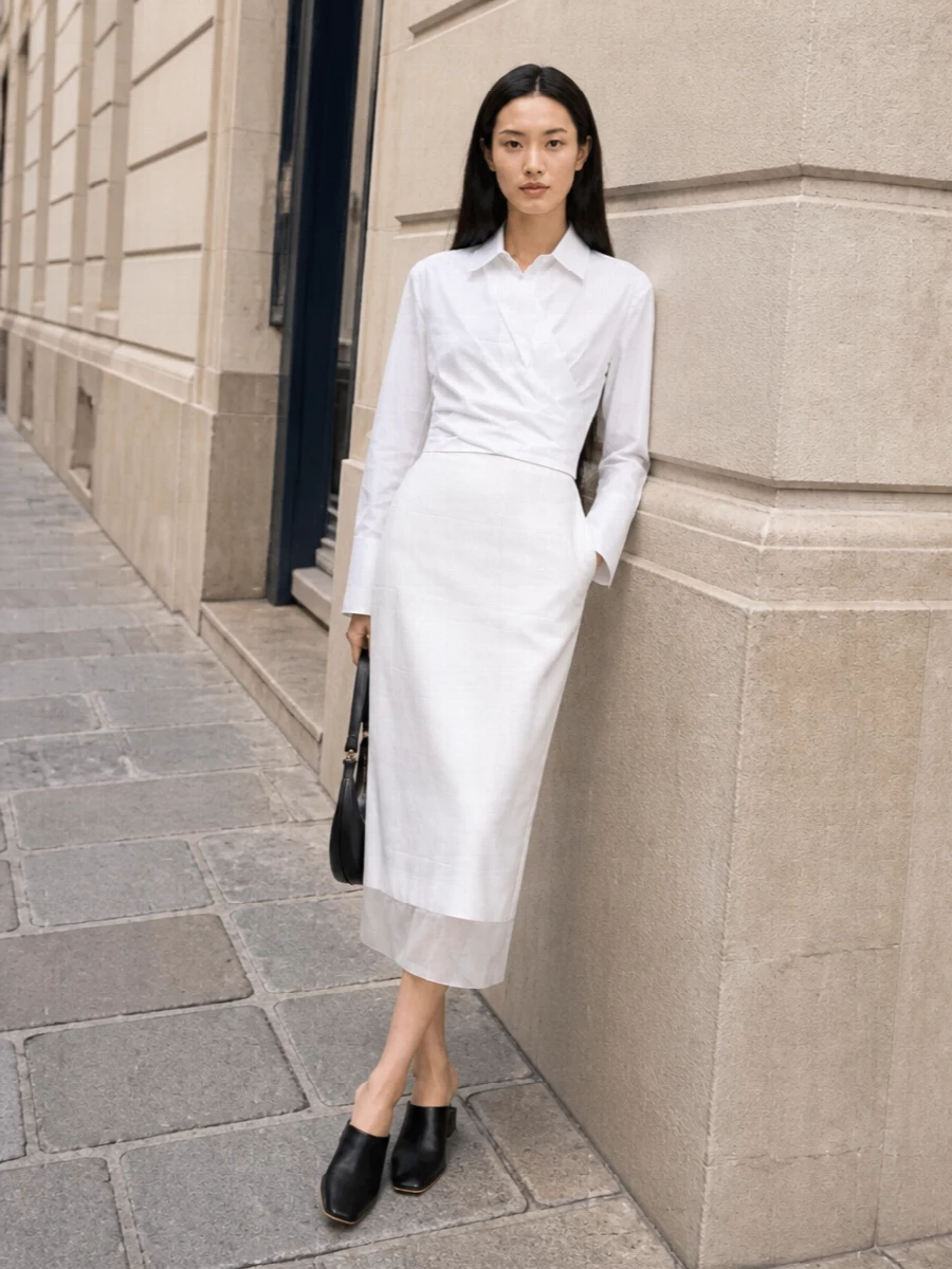 Sportmax white midi skirt quiet luxury outfit
