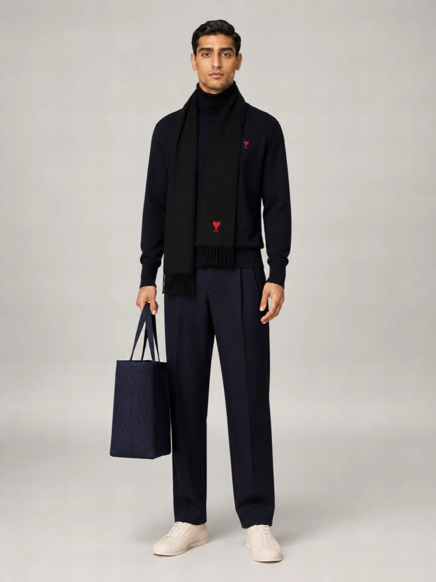 Ami Paris Merino Wool Turtleneck Sweater