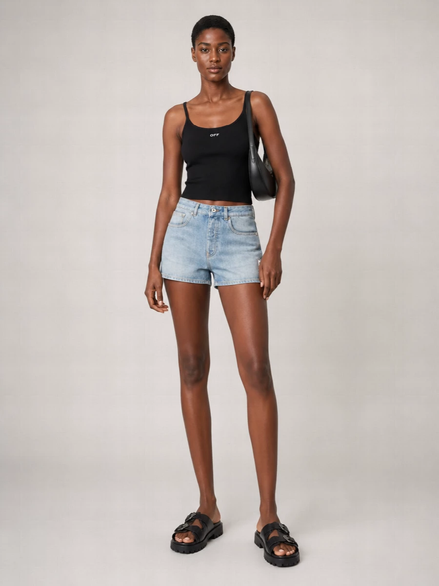 Off-White Ribbed Stretch Tank Top