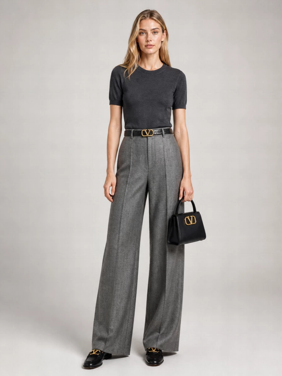 Valentino Garavani Virgin Wool Short-Sleeve Crewneck Knitted Top