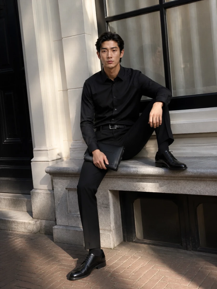 Dolce gabbana black shirt tailored trousers