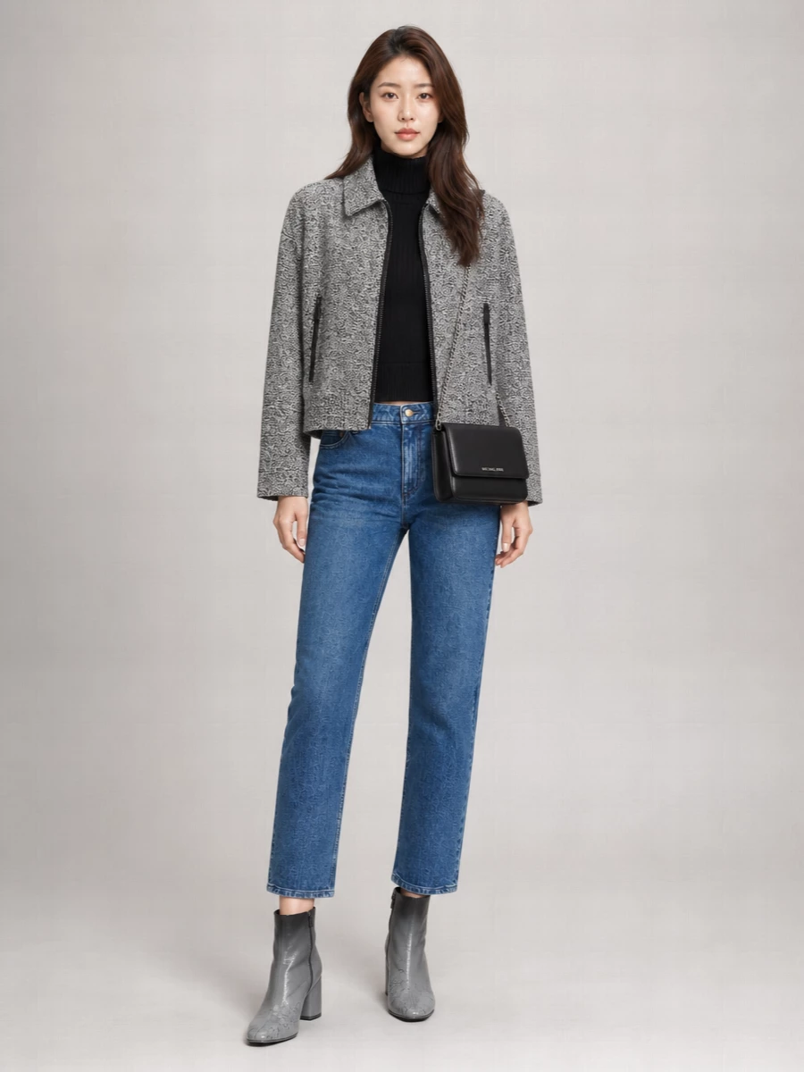 Michael Kors Cotton Zip-Up Cropped Bomber Jacket