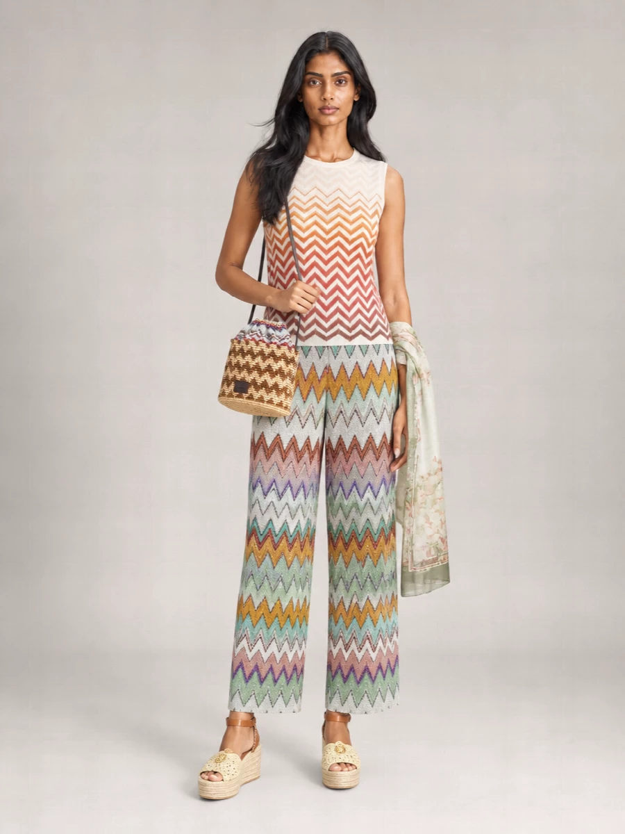 Missoni Metallic Zigzag Wide-Leg Trousers