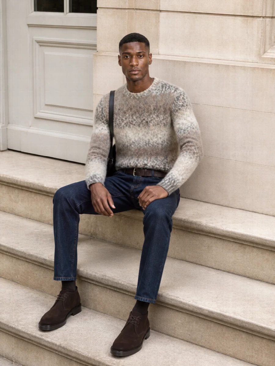 Dondup jeans neutral knit suede chukka boots