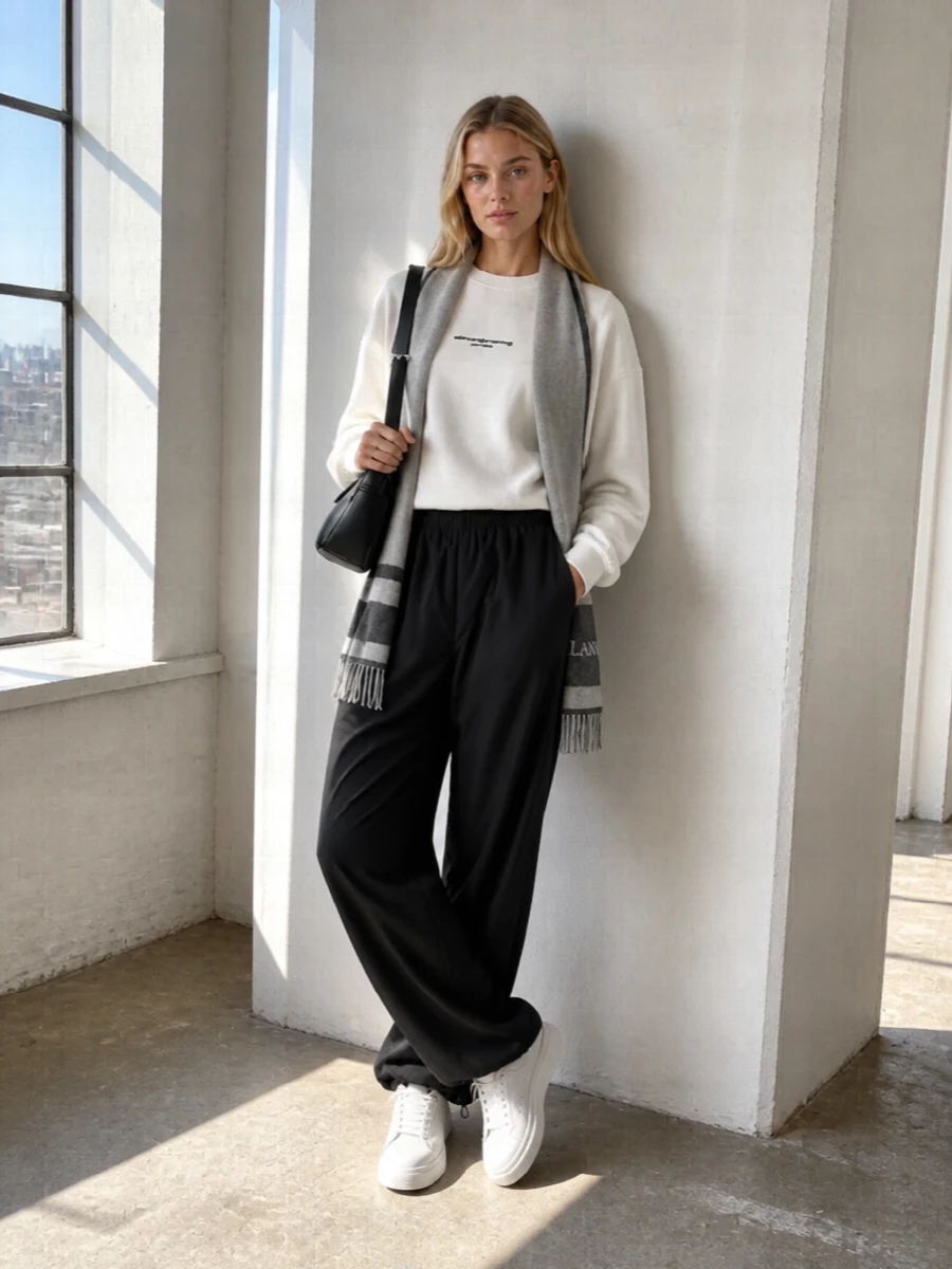 Alexander wang sweatshirt wide leg pants sneakers