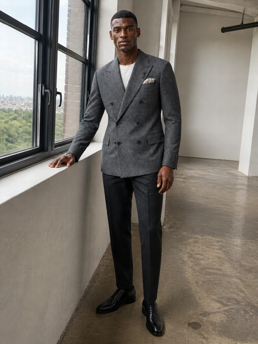 Lardini blazer charcoal trousers tods derby