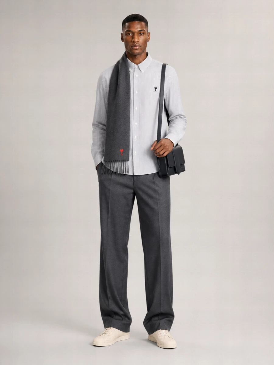 Ami Paris Striped Cotton Long-Sleeve Shirt