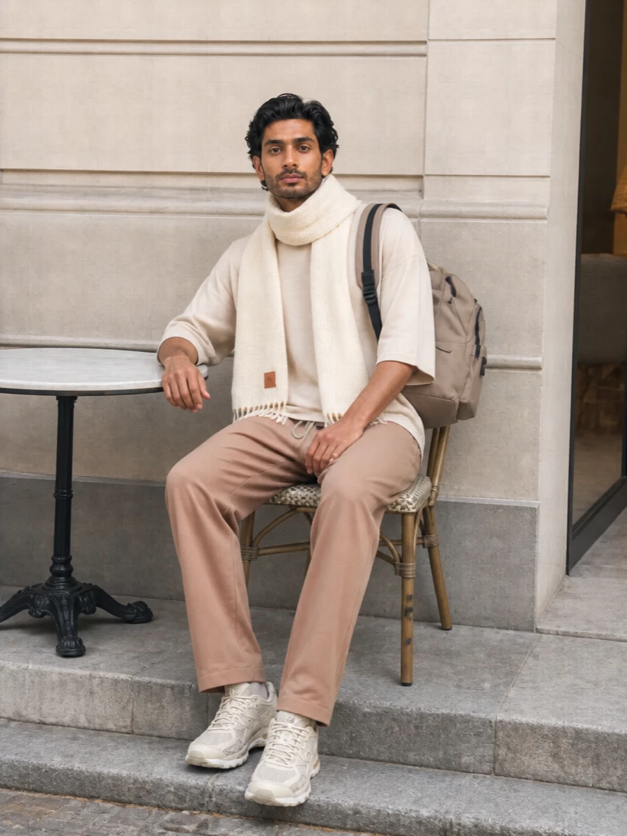 Fear of god tan track pants beige knit asics