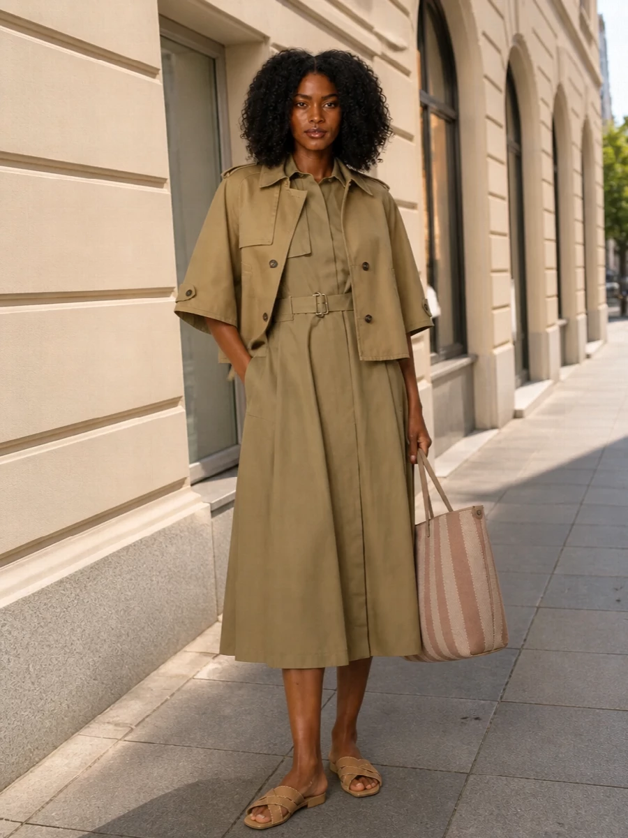 Burberry camel shirt dress fay trench outfit