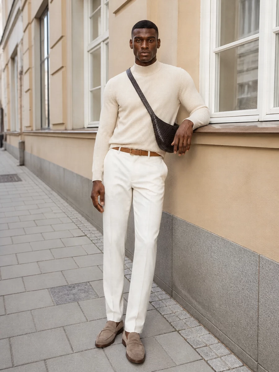 Brunello cucinelli ivory trouser oatmeal sweater