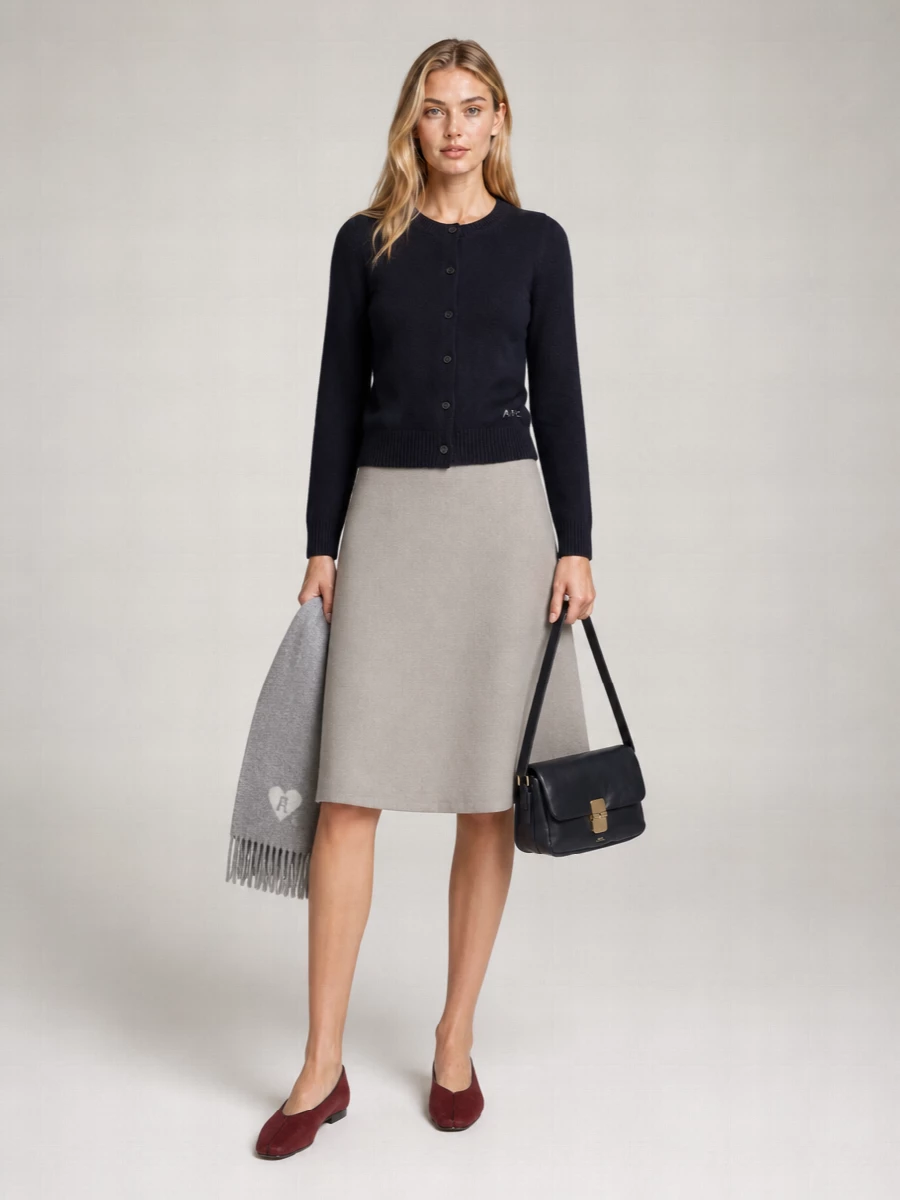 A.p.c. Wool Ribbed Crew Neck Cardigan