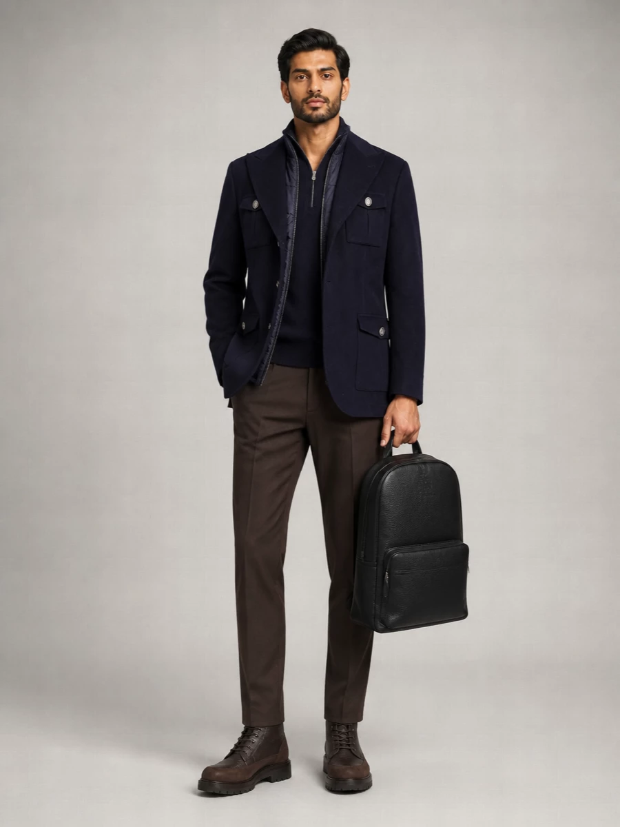 Brunello Cucinelli Virgin Wool Blazer With Detachable Sleeveless Down Jacket