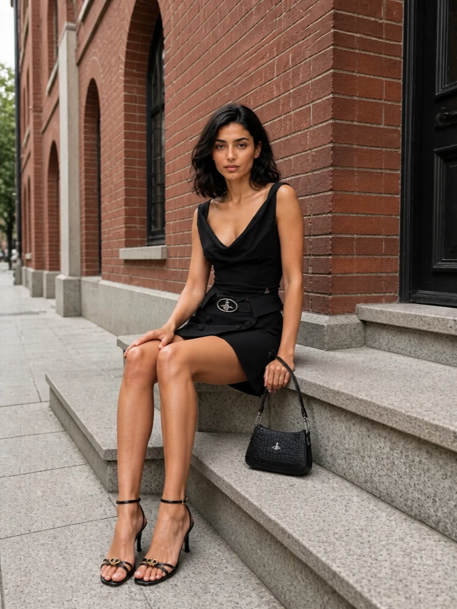 Vivienne westwood black asymmetric mini outfit