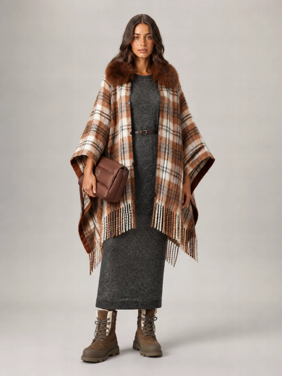 Moncler Grenoble Mohair Alpaca Wool-Blend Cape