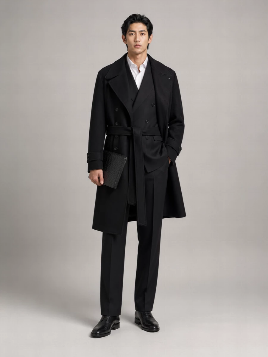 Tagliatore double breasted belted coat