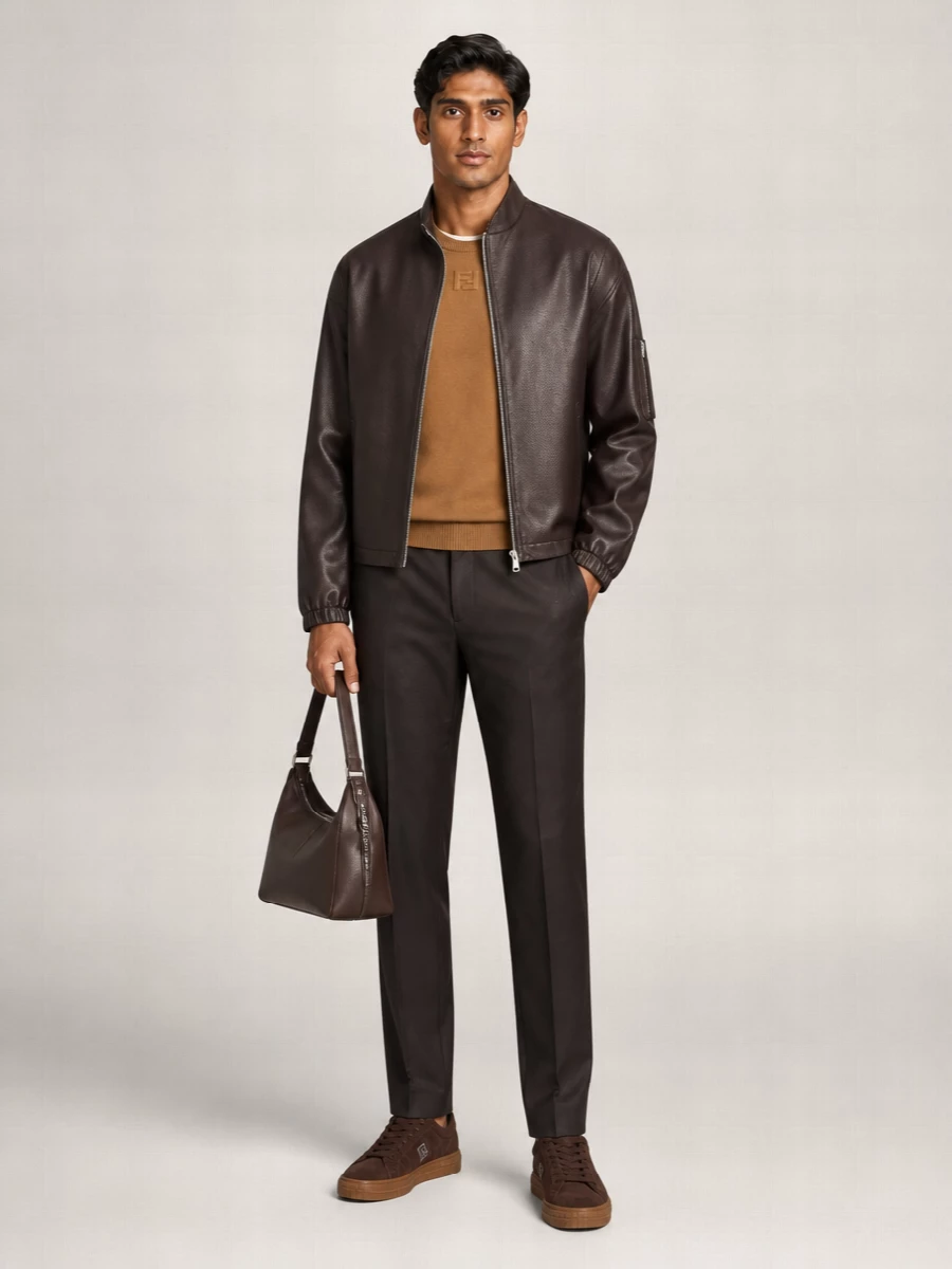Fendi Lamb Leather Bomber Jacket