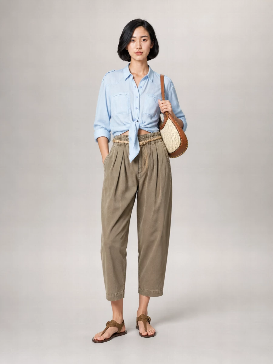 Isabel Marant Etoile Cotton Linen Cropped Trousers