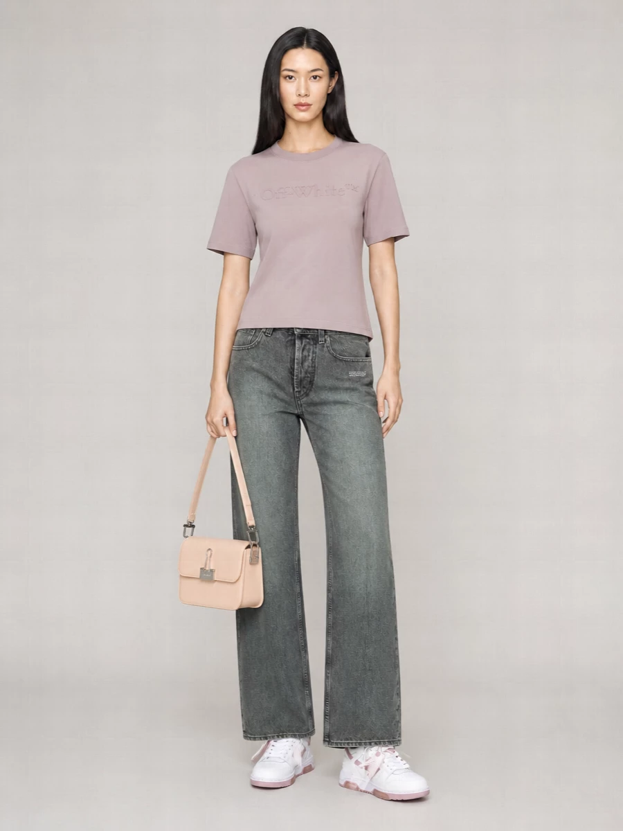 Off-White Ribbed Cotton T-Shirt