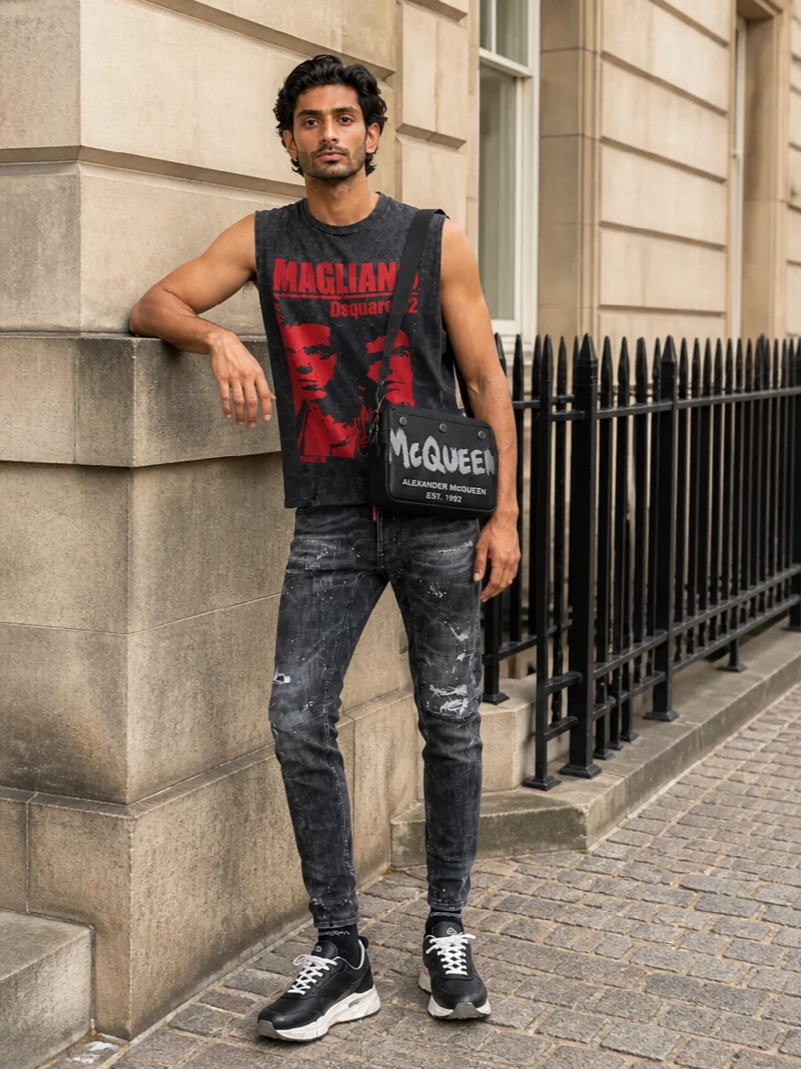 Dsquared2 band tank skinny jeans sneakers