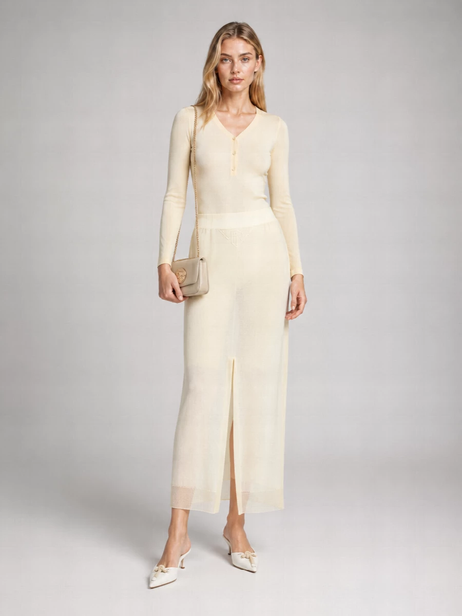 Prada Linen Straight Skirt