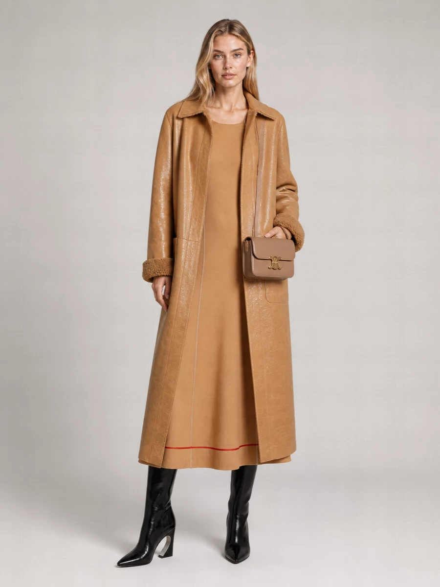 Fendi Leather Long Coat
