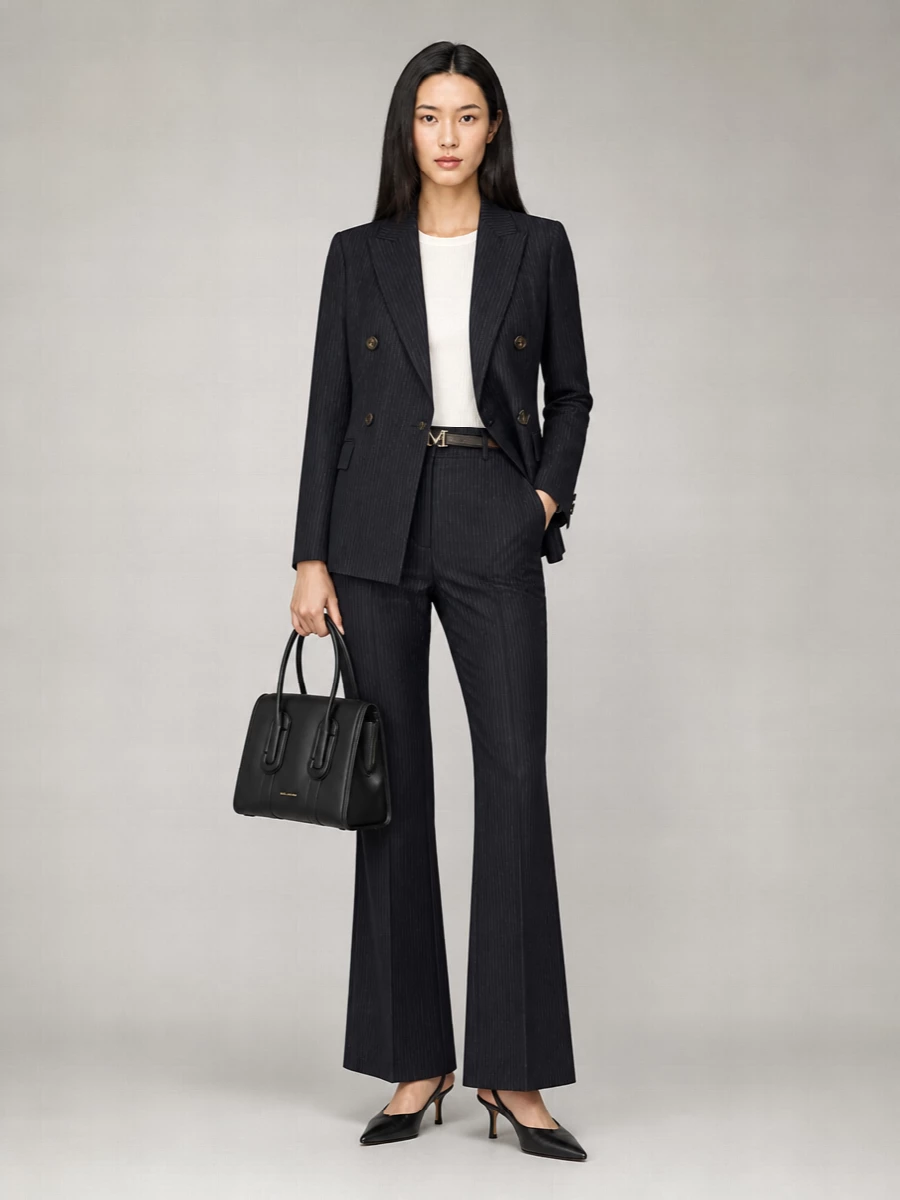 S Max Mara Pinstriped Double-Breasted Blazer