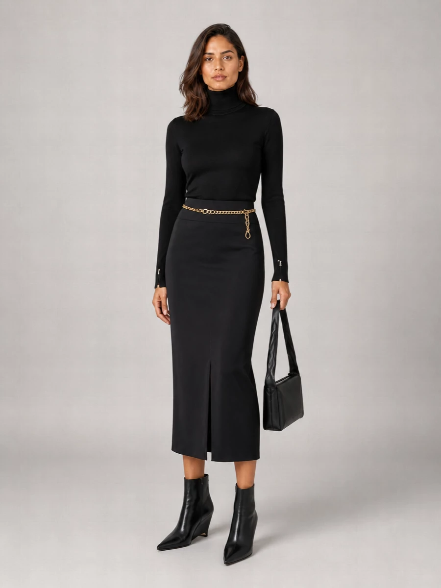 Maison Margiela Silk Satin High-Rise Midi Skirt