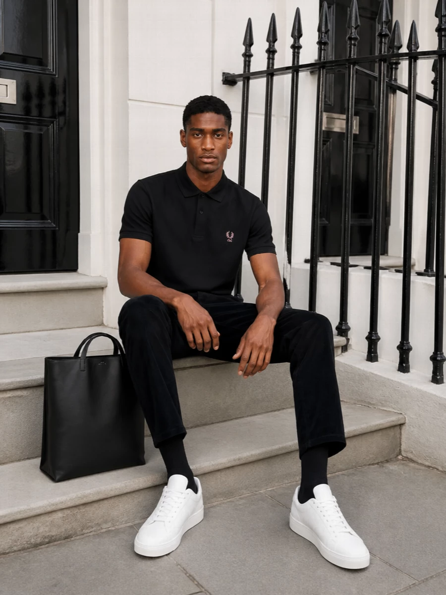 Comme des garcons polo corduroy trousers sneakers