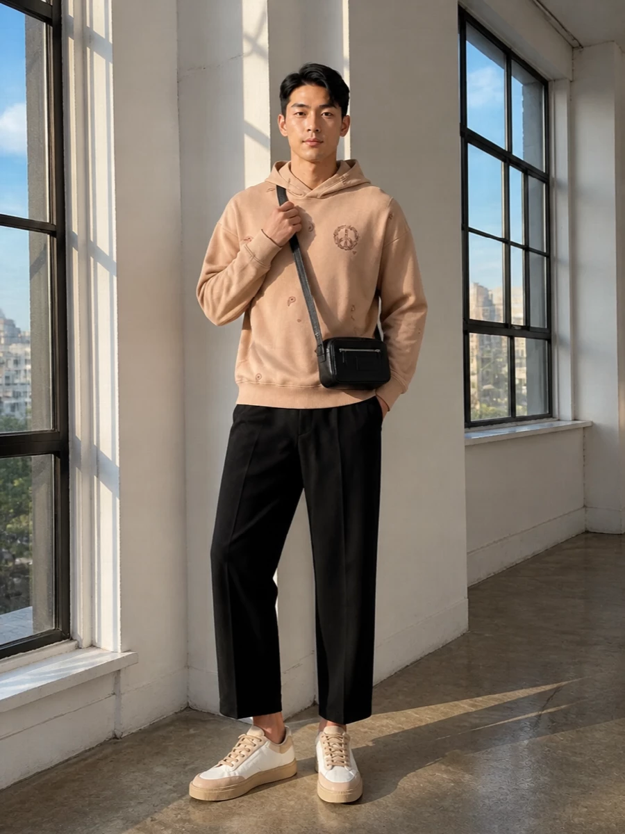 Emporio armani hoodie cropped trousers sneakers