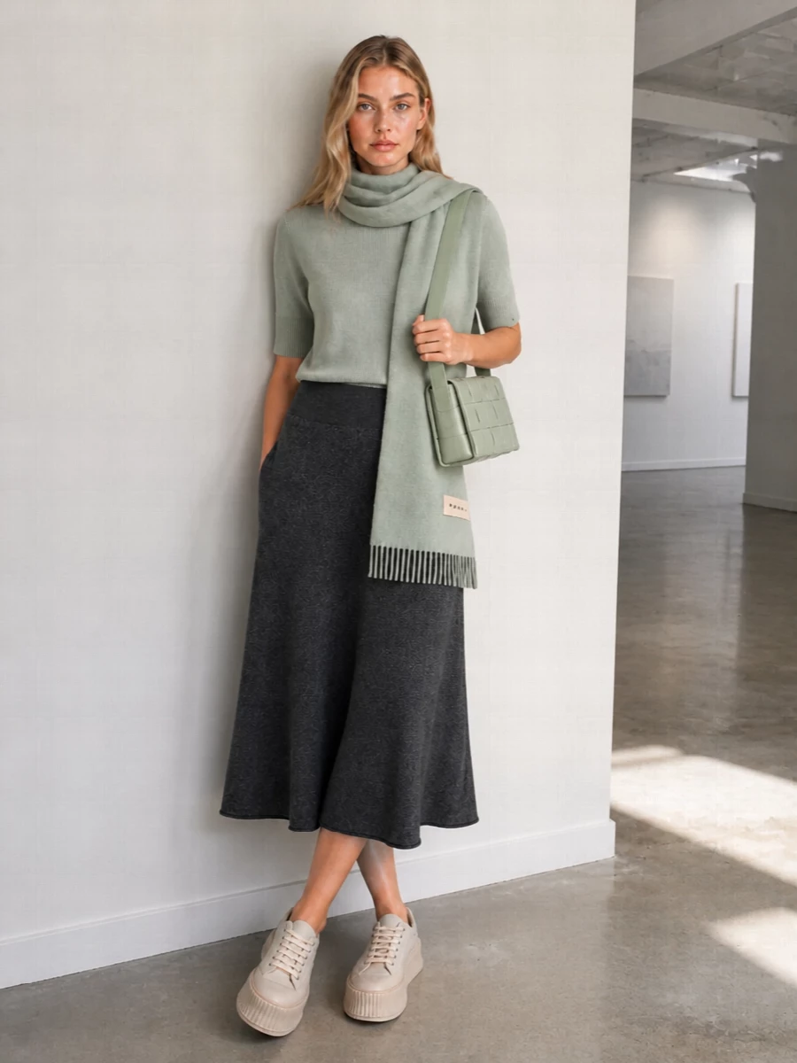 Extreme cashmere knit outfit jil sander sneakers