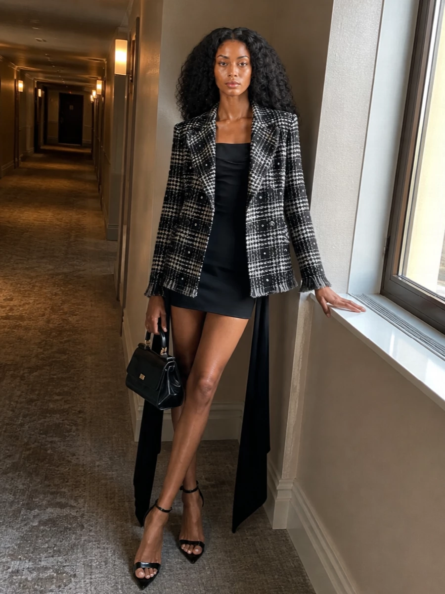 Giuseppe di morabito tweed blazer black mini dress