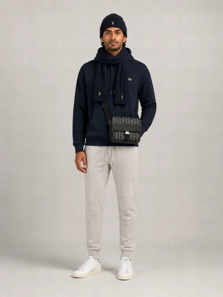Lacoste Cotton Blend Relaxed Fit Hoodie