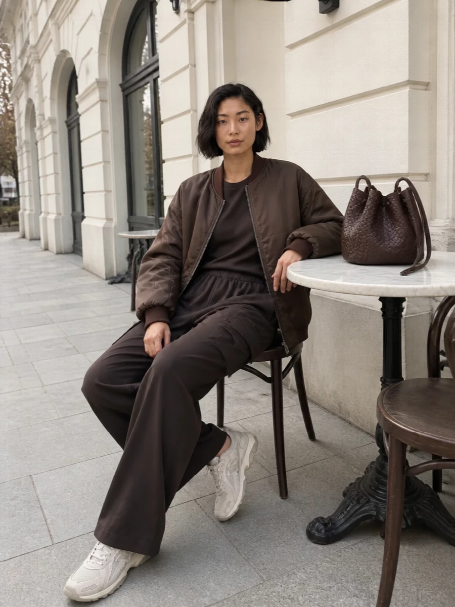 Frankie shop bomber wide leg trousers outfit