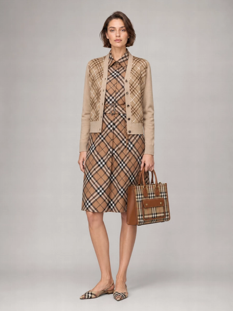 Burberry Silk Blend Crewneck Fitted Jacket