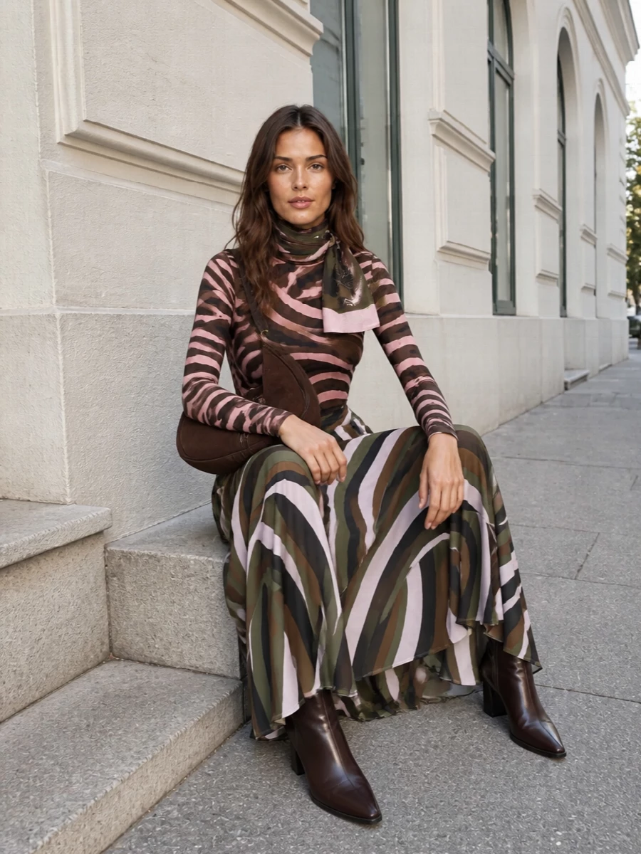 Pucci knit top print maxi skirt prada boots