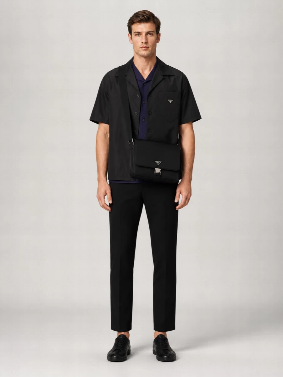 Prada Short-Sleeve Camp-Collar Shirt Jacket