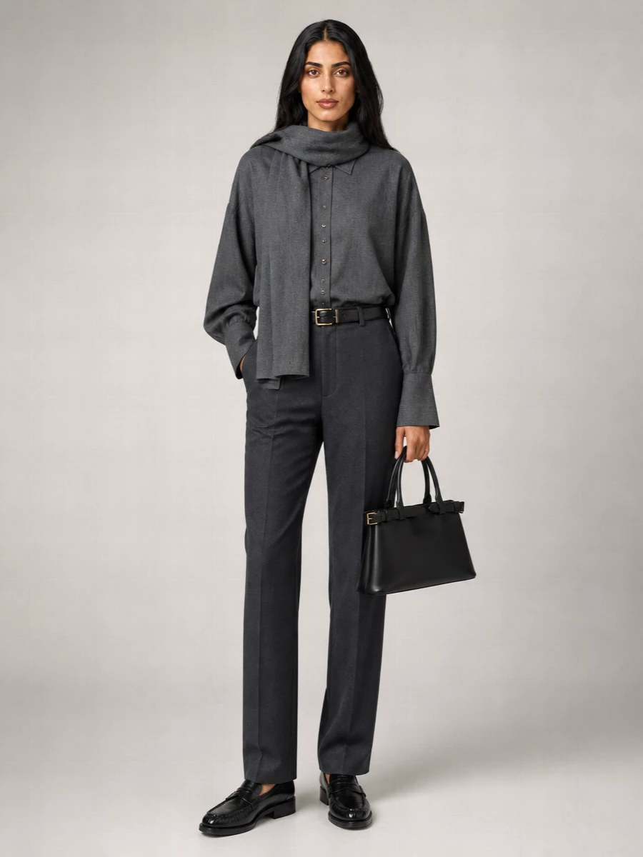 Darkpark Virgin Wool Mid-Rise Tailored Trousers