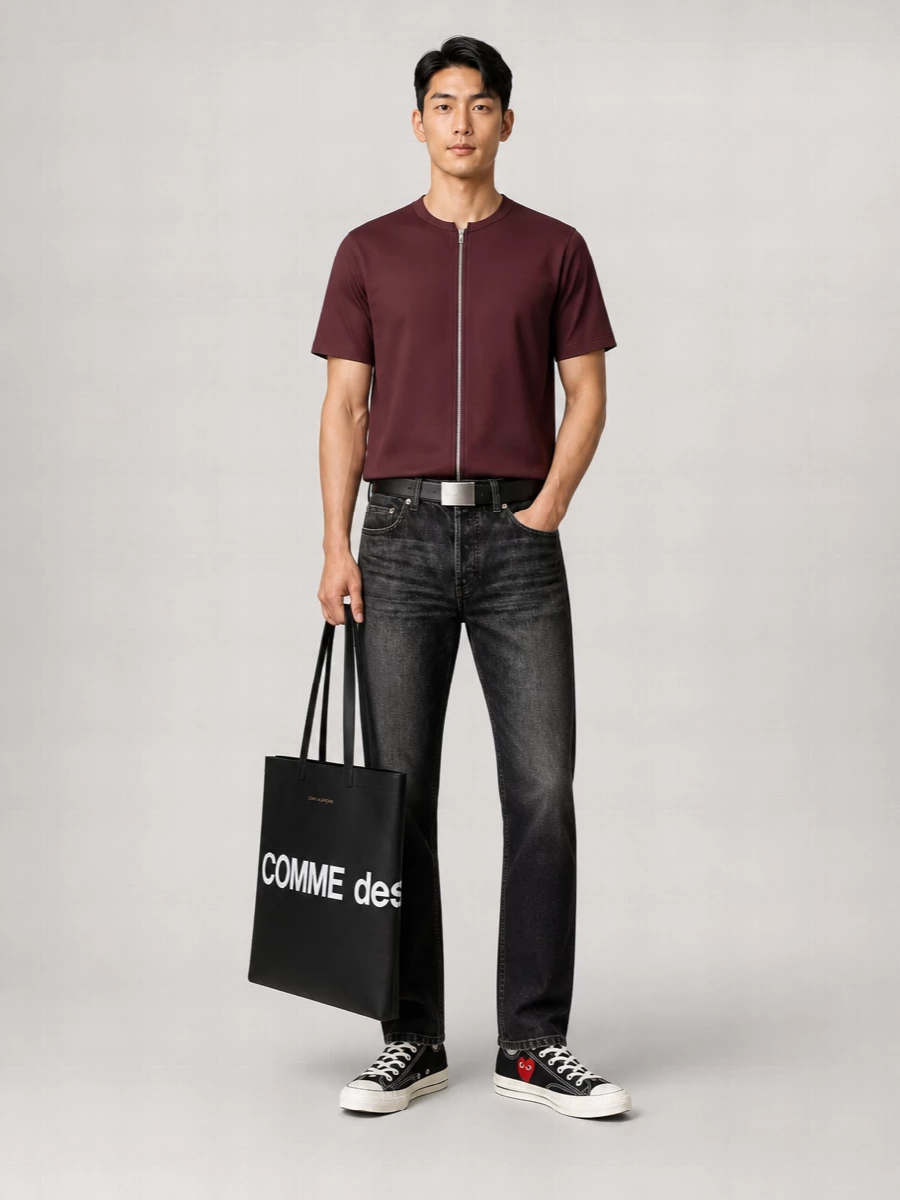 Comme Des Garçons Zip Crew Neck T-Shirt
