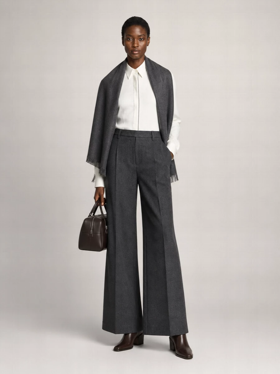 Brunello Cucinelli Cashmere Wide-Leg Flared Suit Trousers