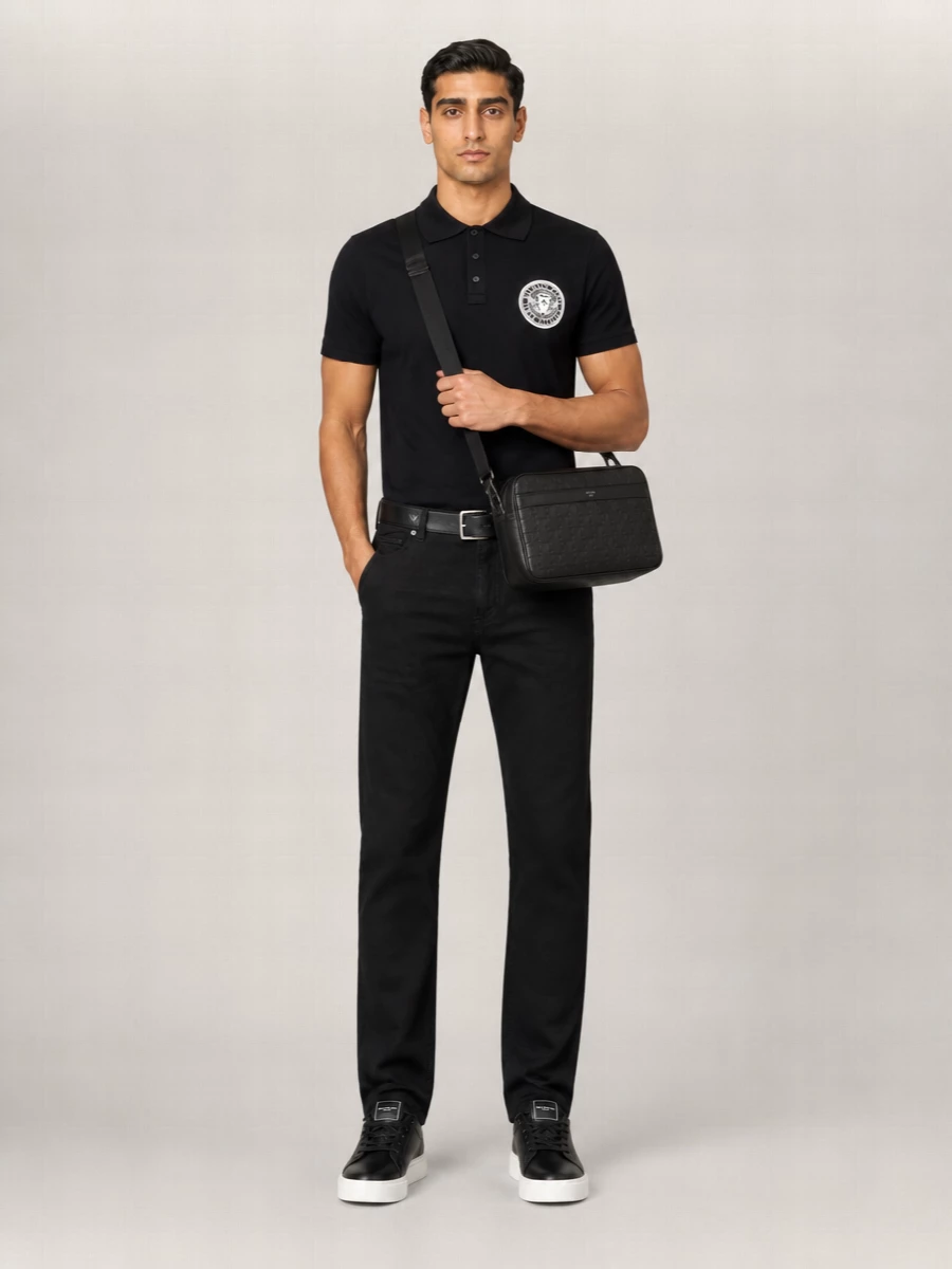 Balmain Cotton Coin Print Short-Sleeve Polo Shirt