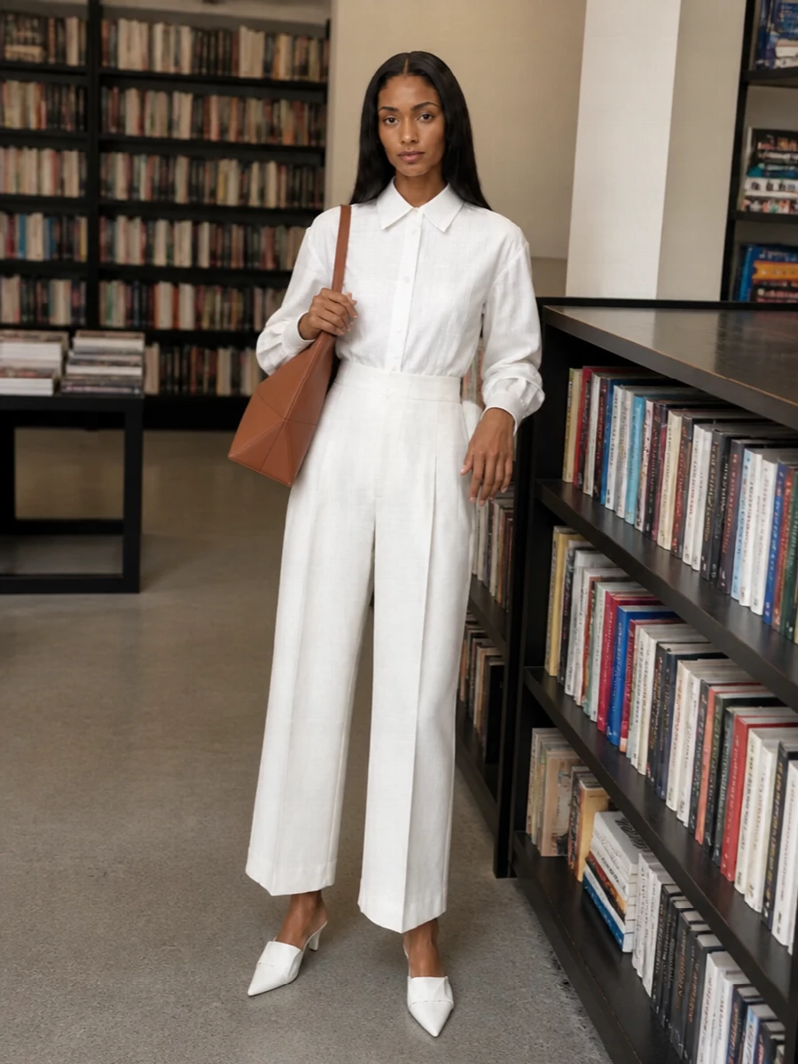 Loewe shirt wide leg jacquemus trousers outfit