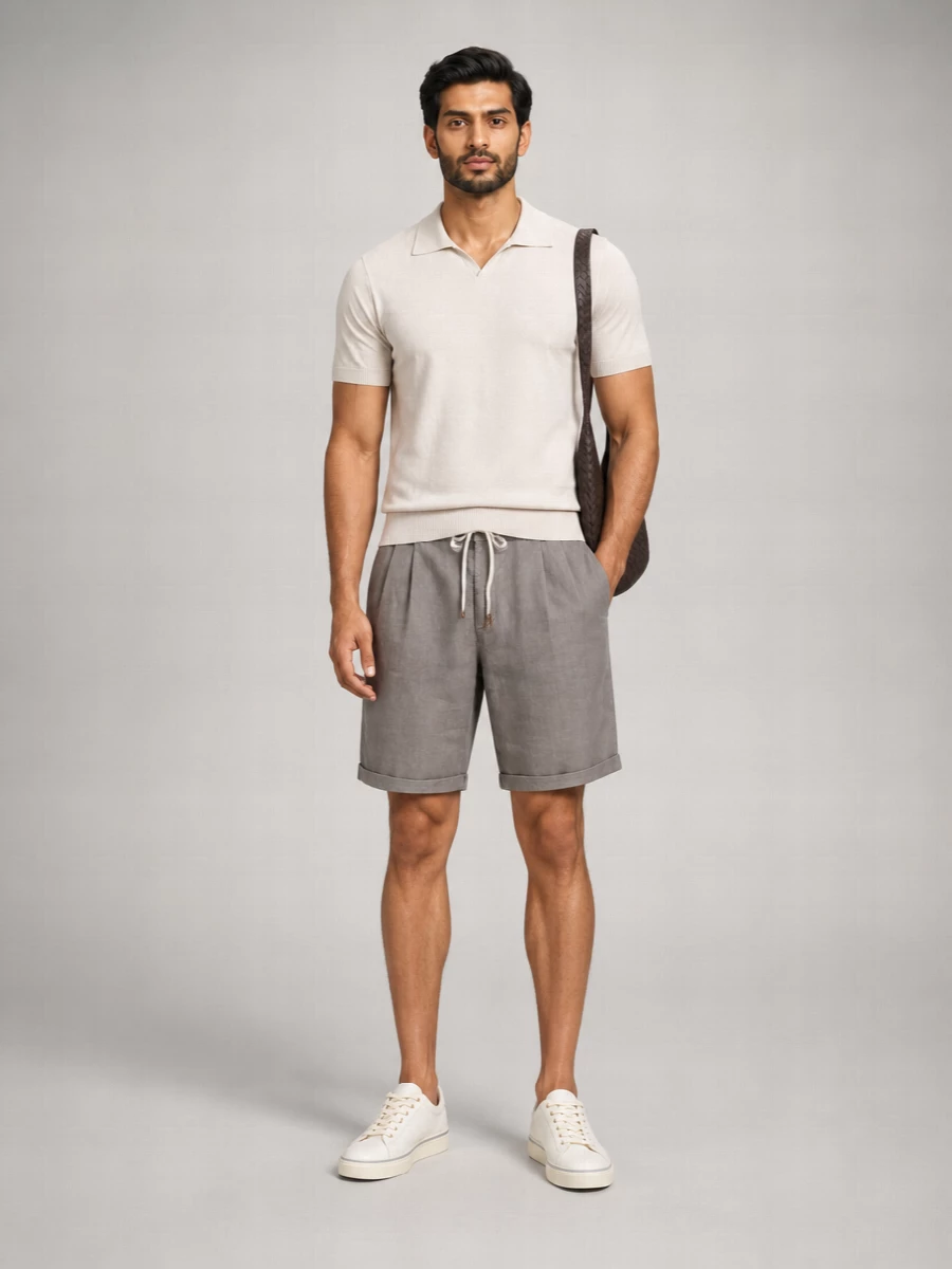 Brunello Cucinelli Linen knee-length chino shorts | The Fashion Square