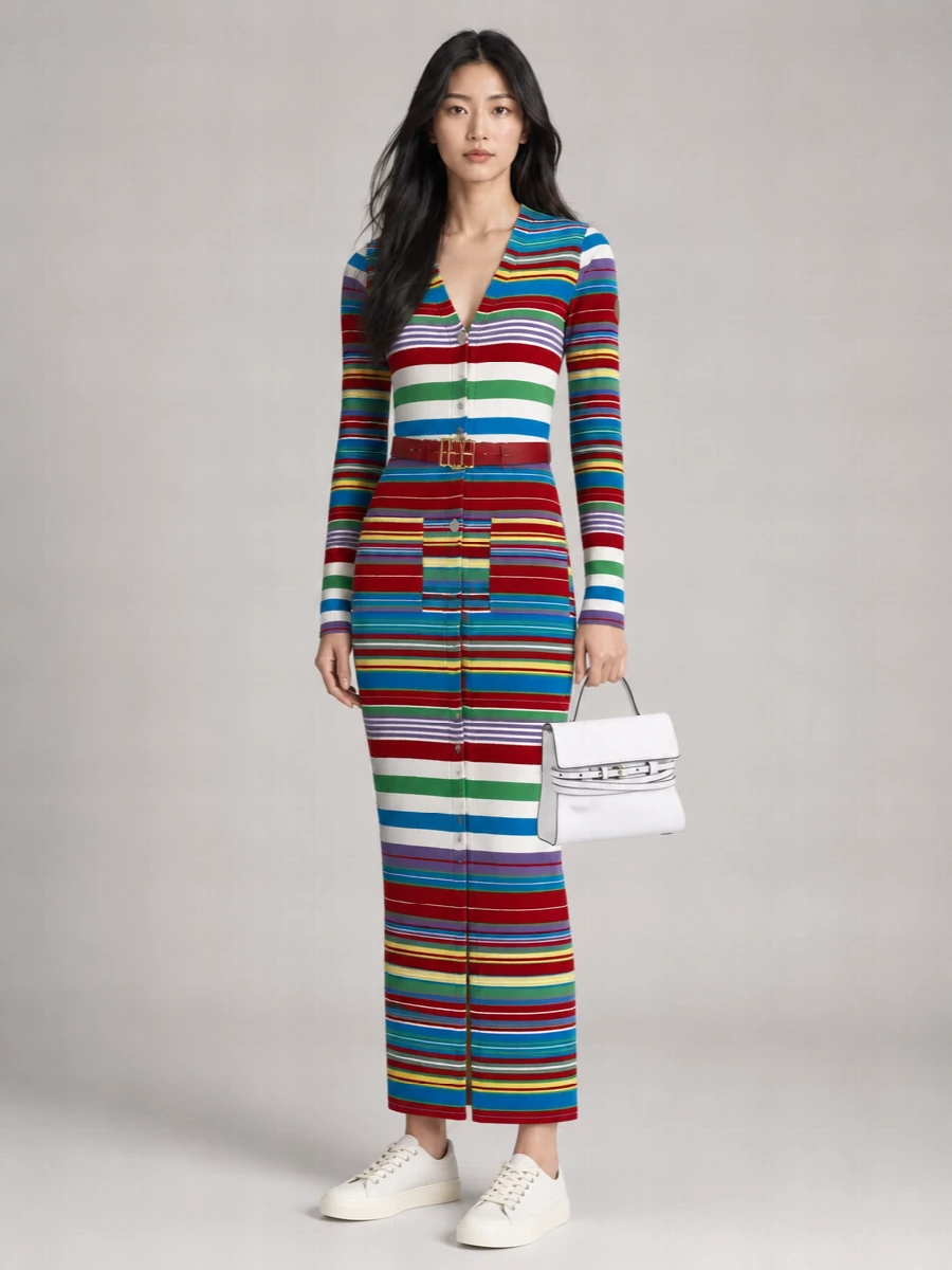 Moschino Striped Knitted Dress