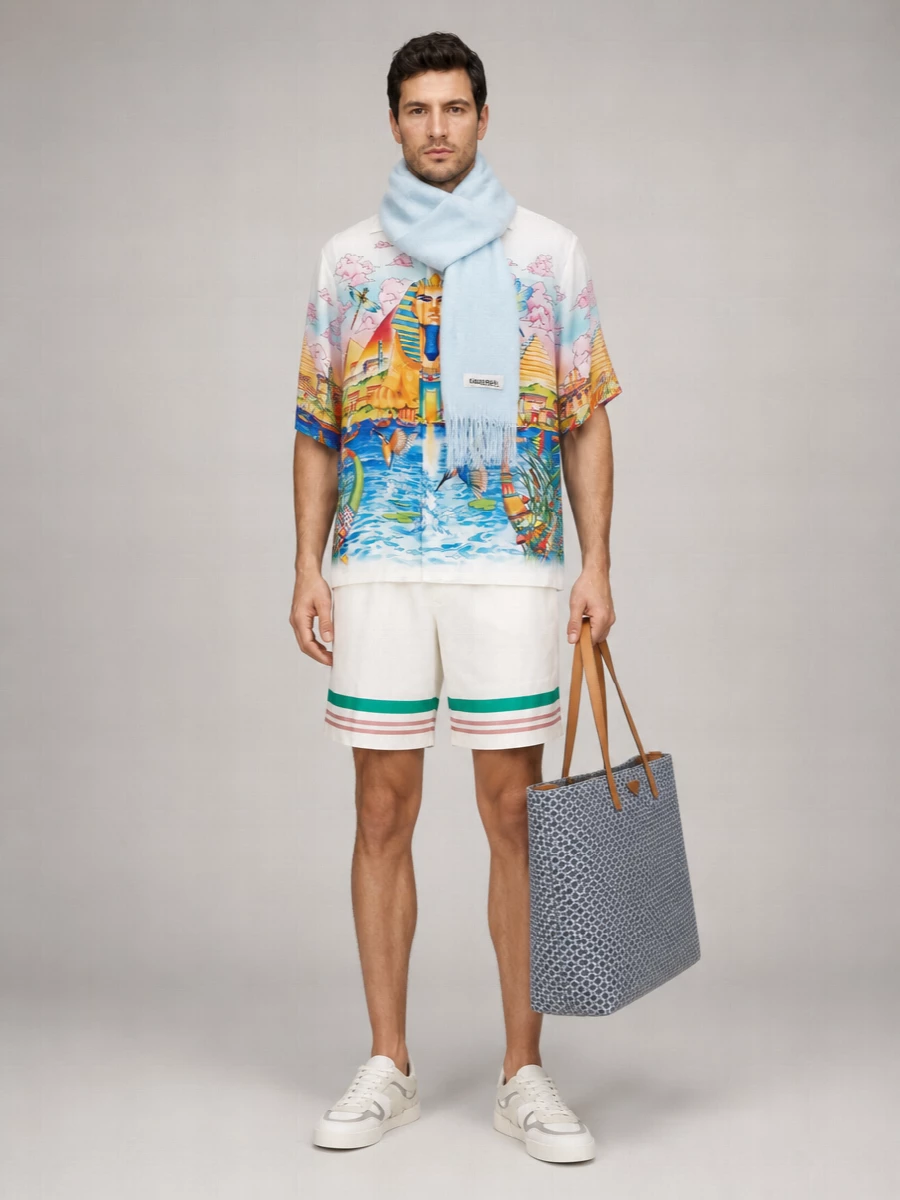 Casablanca Silk Printed Cuban Collar Shirt