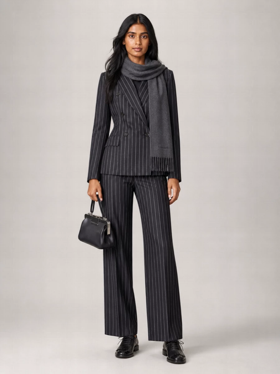 Max Mara Pinstriped High-Rise Pleated Wide-Leg Trousers