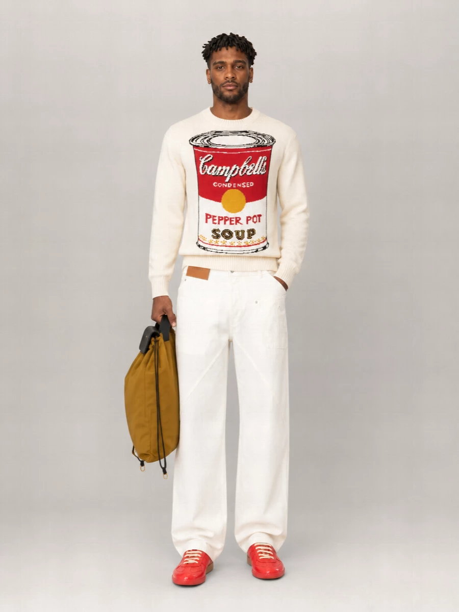 Junya Watanabe Printed Cotton Intarsia-Knit Crew-Neck Jumper
