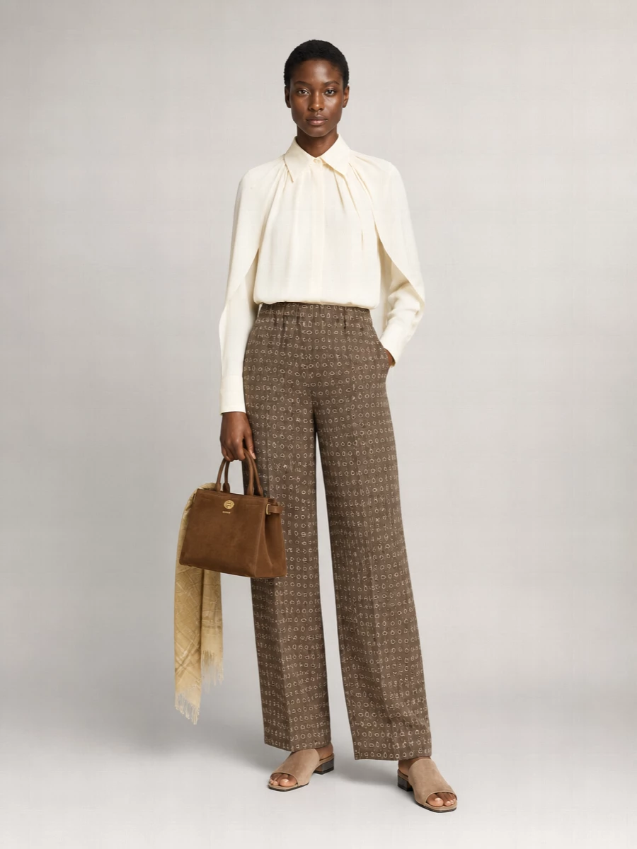 Max Mara Silk Printed Wide-Leg Trousers
