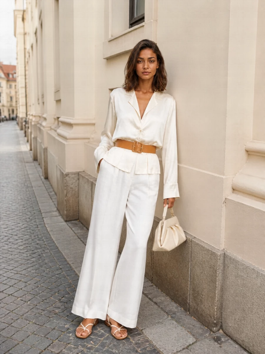 Forte forte white wide leg trousers outfit